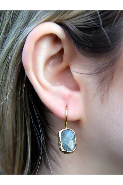 esha Doğal Taş Labradorit Doğal Taşlı Altın Kaplama Kadın Küpe euku3l