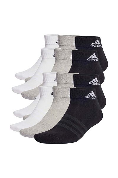 adidas Unisex Quarter Socken, 12er Pack - Cushioned Sportswear Ankle, Logo, gepolstert, einfarbig