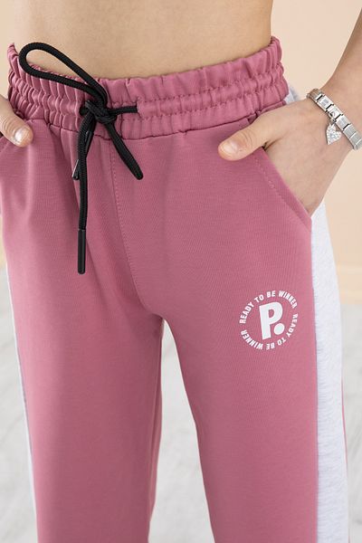 Cansın Mini Dusty Rose Garnished Wide Leg Girl's Elastic Waist Sweatpants 20197