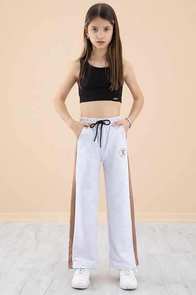 Cansın Mini Gray Girl's Sweatpants with Wide Leg and Elastic Waist - 20195