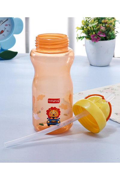 Babyhug Lion Print Straw Sipper Orange - 360 ml