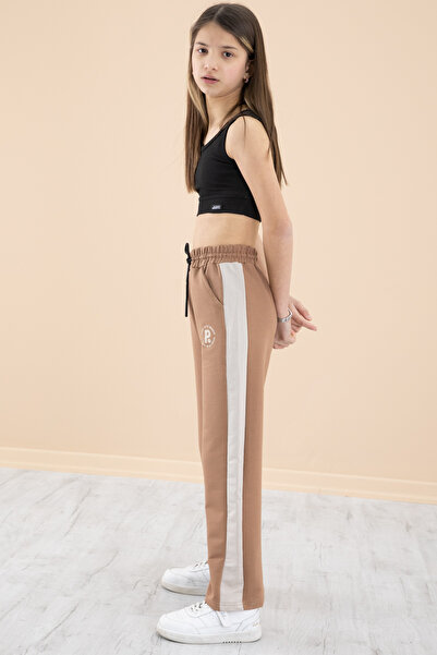 Cansın Mini Κοριτσίστικο καφέ φαρδύ πόδι και ελαστικό παντελόνι μέσης - 20196