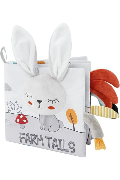 COOYA 3D Touch and Feel Cloth Book for Babies, Soft Crinkle Book for Infants ,Rabbit