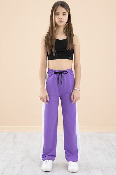 Cansın Mini Lilac Garnished Wide Leg Girl's Elastic Waist Sweatpants 20192