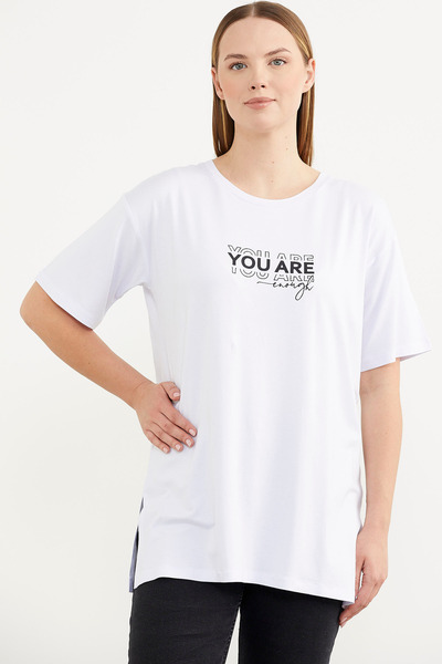 Sementa Μπλούζα με στάμπα Plus Size - Λευκή