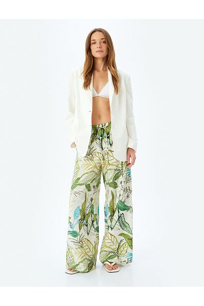 Koton Pantaloni largi din viscoză cu buzunare cu model floral