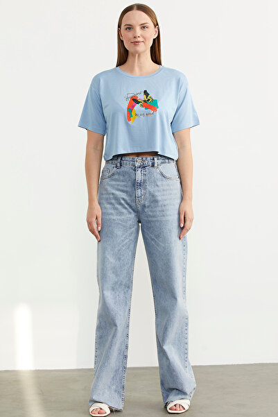 Sementa Оверсайз футболка з принтом - Синя