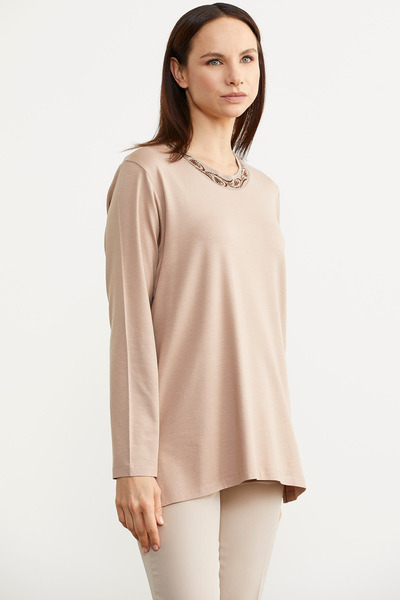 Sementa Μακρυμάνικο T-Shirt Plus Size - Μπεζ