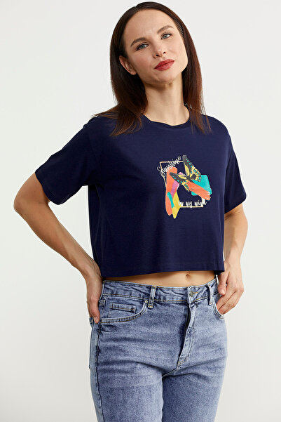 Sementa Оверсайз футболка з принтом - темно-синя