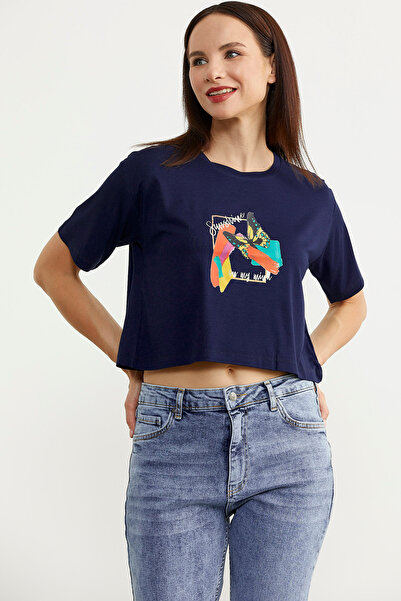 Sementa Оверсайз футболка з принтом - темно-синя