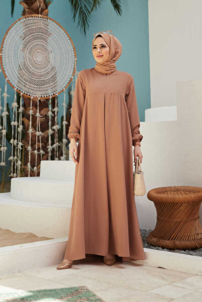 Neways 6482-فستان كريب بطيات أمامية واحدة - بوشكوفيت