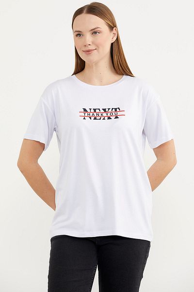 Sementa Tricou lung imprimat confortabil - alb