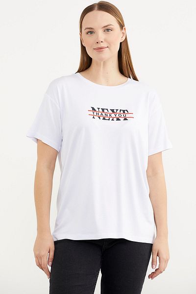 Sementa Tricou lung imprimat confortabil - alb