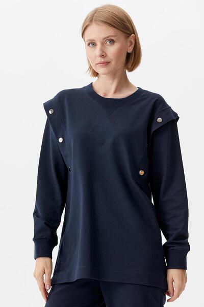 Sementa Σετ αθλητική φόρμα με λαιμόκοψη με λεπτομέρειες - Navy Blue