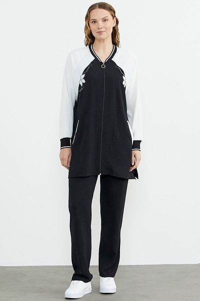 Sementa Embroidery Detailed Tunic Crepe Set - Black