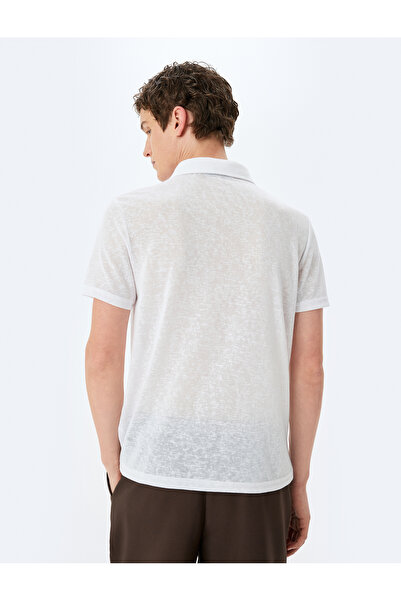 Koton Kurzärmliges, halbtransparentes T-Shirt mit Polokragen und normaler Passform