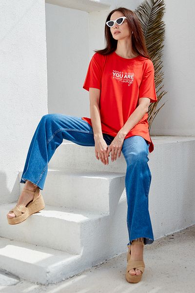 Sementa Plus Size Printed Blouse - Coral