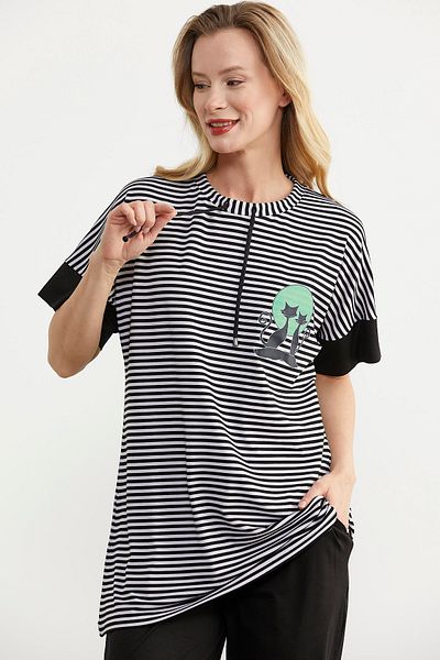 Sementa Set pantaloni din bumbac pieptănat cu dungi negre