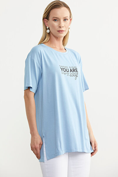 Sementa Bluză cu imprimeu albastru de mărime mare