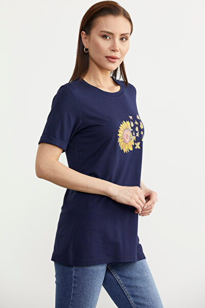 Sementa Μπλουζάκι με στάμπα Navy Blue Basic χτενισμένο βαμβακερό