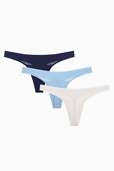 Penti Soft Pastel Tones Lace Detaillierte 3-teilige mehrfarbige Tanga-Slips
