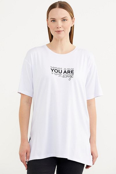 Sementa Μπλούζα με στάμπα Plus Size - Λευκή