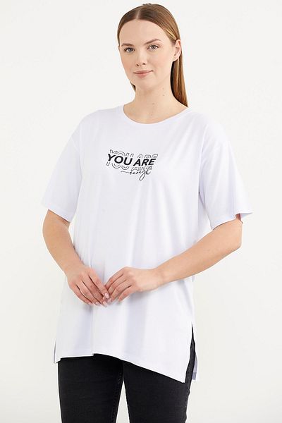 Sementa Μπλούζα με στάμπα Plus Size - Λευκή