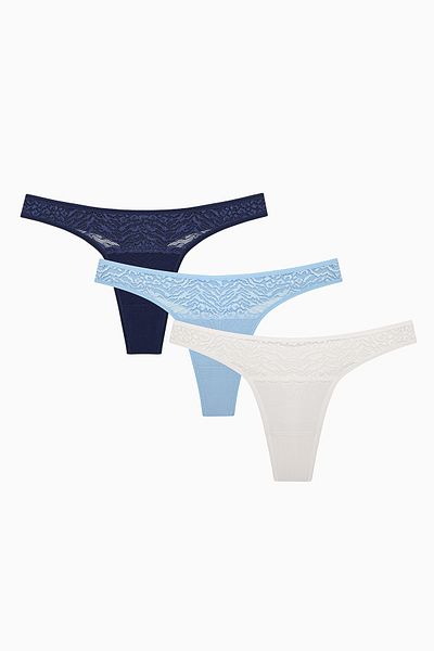 Penti Soft Pastel Tones Lace Detaillierte 3-teilige mehrfarbige Tanga-Slips