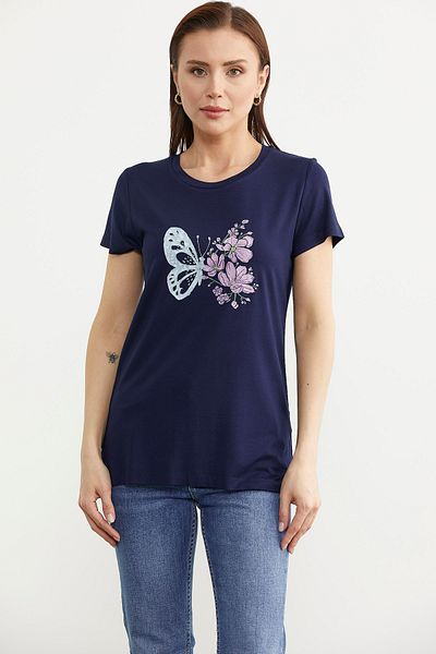 Sementa Tricou de bază bleumarin - imprimeu fluture