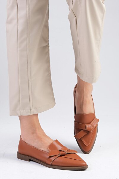 Mio Gusto Damskie mokasyny na co dzień na płaskiej podeszwie Ezra Tan Color