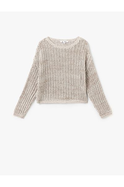 Koton Crew Neck Openwork Long Sleeve Knitwear Sweater