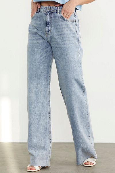 Sementa High Waist Wide Leg Jean Trousers - Light Blue