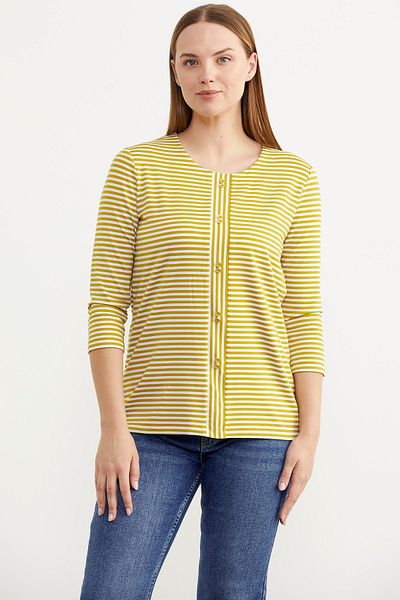 Sementa Tricou cu mânecă lungă în dungi - Muștar