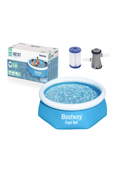 BESTWAY مجموعة حمام السباحة فاست سيت + مضخة فلتر 2.44 متر × 61 سم 26-57450