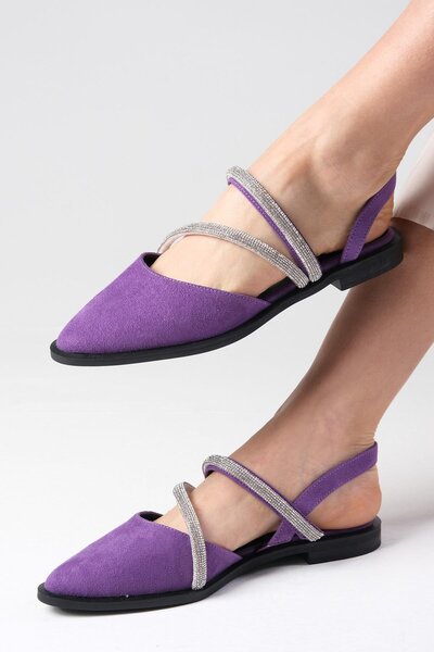 Mio Gusto Poppy Purple Suede Stoned Women's Flats Daily Flat Shoes