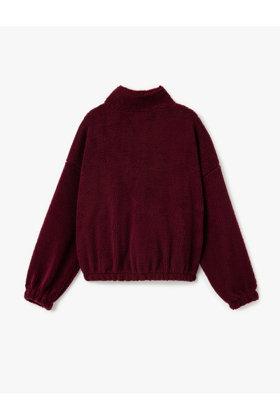 Koton Λούτρινο φούτερ με φερμουάρ και λεπτομέρεια τσέπης με γιακά