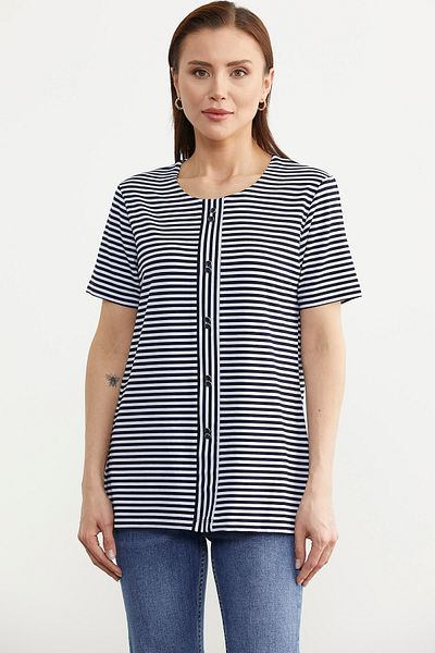 Sementa Tricou cu nasturi cu dungi bleumarin