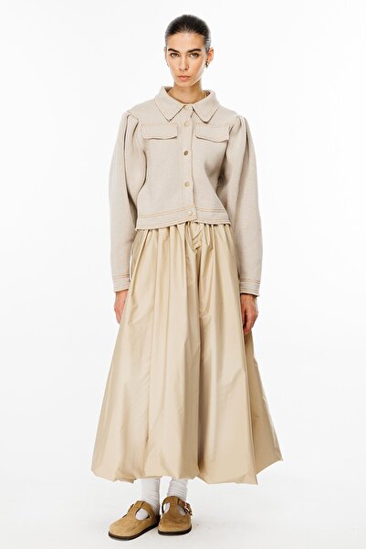 Hooopstore Metal Buttoned Knitwear Bomber Stone Jacket