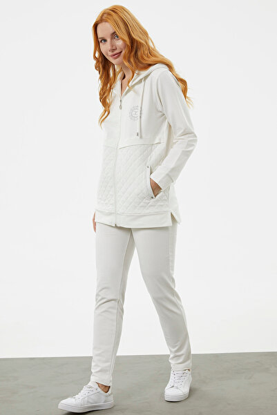 Sementa Καπιτονέ Λεπτομερής Φούτερ με κουκούλα - Εκρού