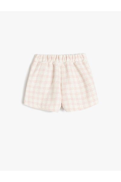Koton Plaid Double Breasted Short Skirt with Elastic Waist