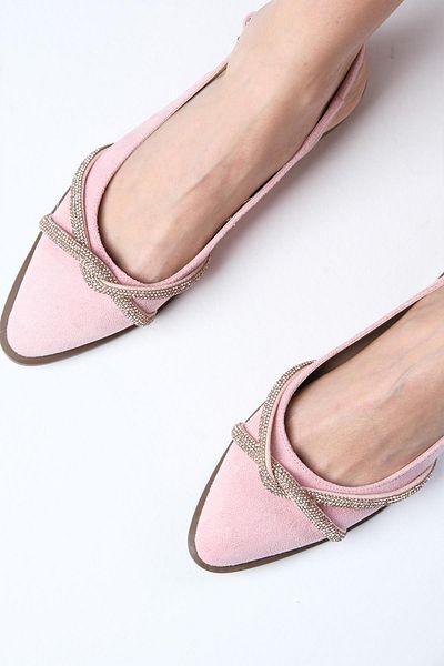 Mio Gusto Kyra Powder Suede Stoned Women's Flats Daily Flat Shoes