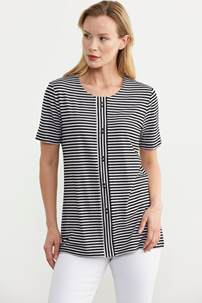 Sementa Μπλουζάκι με μαύρο ριγέ κουμπί