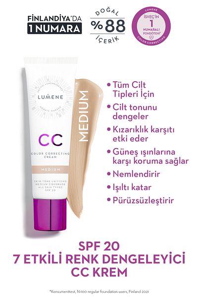 LUMENE Medium-7 Effect Color Balancing CC Cream Spf 20 - Medium