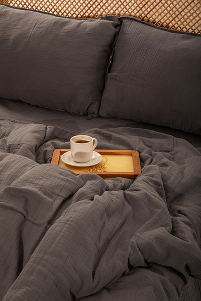 MYLASA HOME Set cuvertură dublă de muselină Cloudy Mood cu 2 straturi |   Husă de pilota, fată de pernă, cearșaf plat |