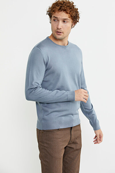 Sam Чоловічий синій трикотажний светр - без коміра