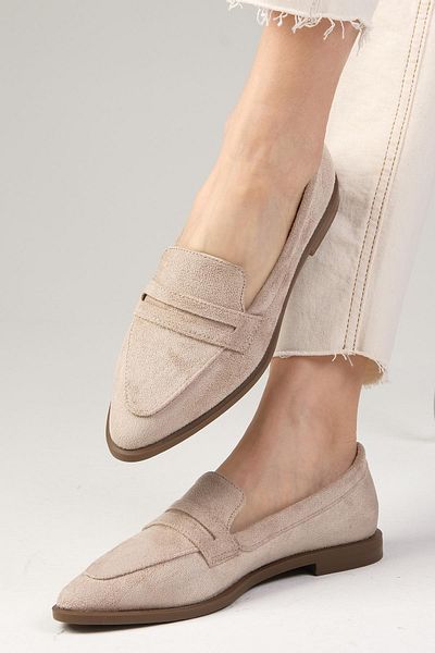 Mio Gusto River Beigefarbene Damen-Loafer-Freizeit-Flachschuhe