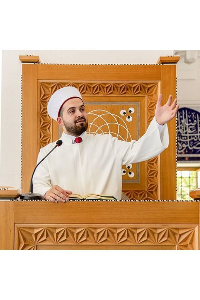 İkranur Mudahhir Hakim Yaka Sade İmam Cübbesi Krem