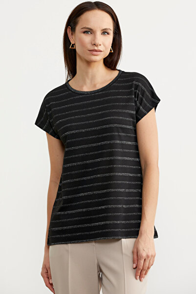 Sementa Μπλουζάκι με ρίγες με νυχτερίδα - Μαύρο