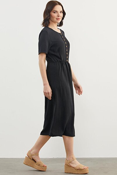 Sementa Φαρδύ Μέγεθος Κρεπ Φόρεμα Μαύρο