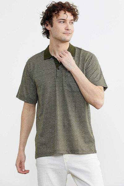 Sementa Μπλουζάκι με μοτίβο με γιακά Polo Regular Fit - Πράσινο